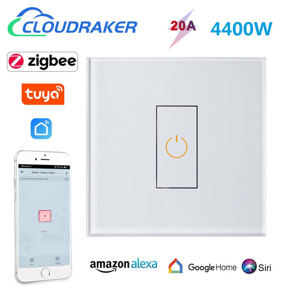 Zigbee Smart Boiler Switch 20A Relay Circuit Breaker for High Power Electric Boiler Water Heater Works with Alexa Google Home