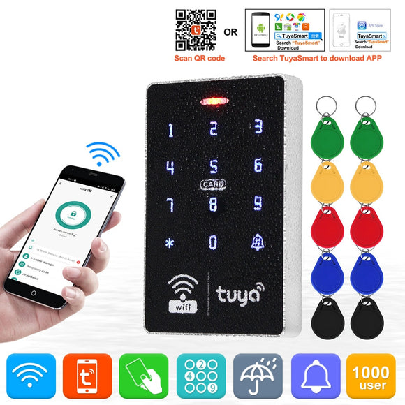 WiFi Door Access Control Keypad IP68 Waterproof RFID Keyboard Controller Reader Touch Door Opener APP Remote Unlock WG26/34