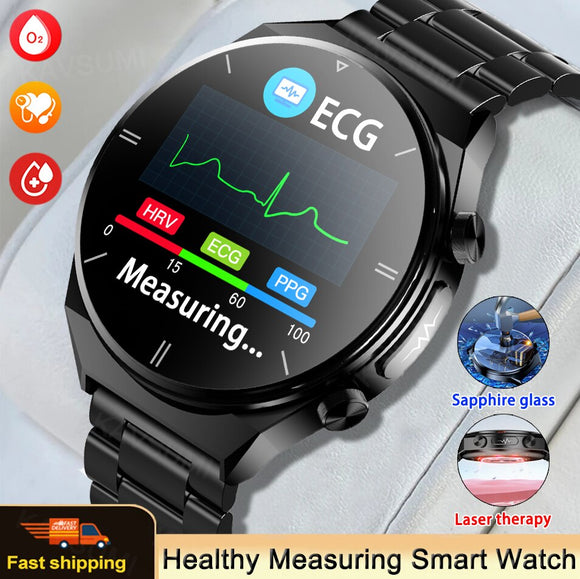 ECG+PPG Painless Non invasive Blood Glucose Smart Watch Men sangao Laser Treatment Blood Pressure Health Sports Smartwatch Men