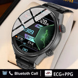 New smartwatch Men&#39;s AMOLED 390*390 HD screen forever displays time fitness bracelet waterproof stainless steel Bluetooth calls