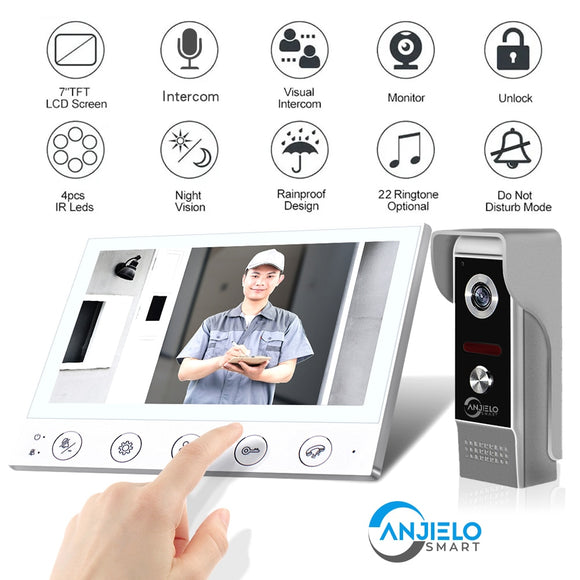Anjielosmart Videophone Home Video Intercom Apartment Doorbell Camera Electronic Doorman Residential Interphone Private House