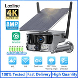 4K 8MP 180 Ultra Wide View Angle 4G Solar Security Camera Outdoor WIFI 4X Zoom Dual Lens PIR Human Detection CCTV Camera
