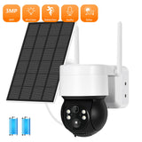 3MP Solar Outdoor WIFI Camera Smart Home Recharge battery PIR Motion Detection Security Camera Video Surveillance Monitor ICSEE
